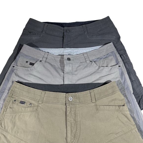 KUHL Men’s Shorts Lot 3 Pair Size 40 Radikl Khaki Gray Dark Gray Outdoor Hiking - Picture 2 of 15